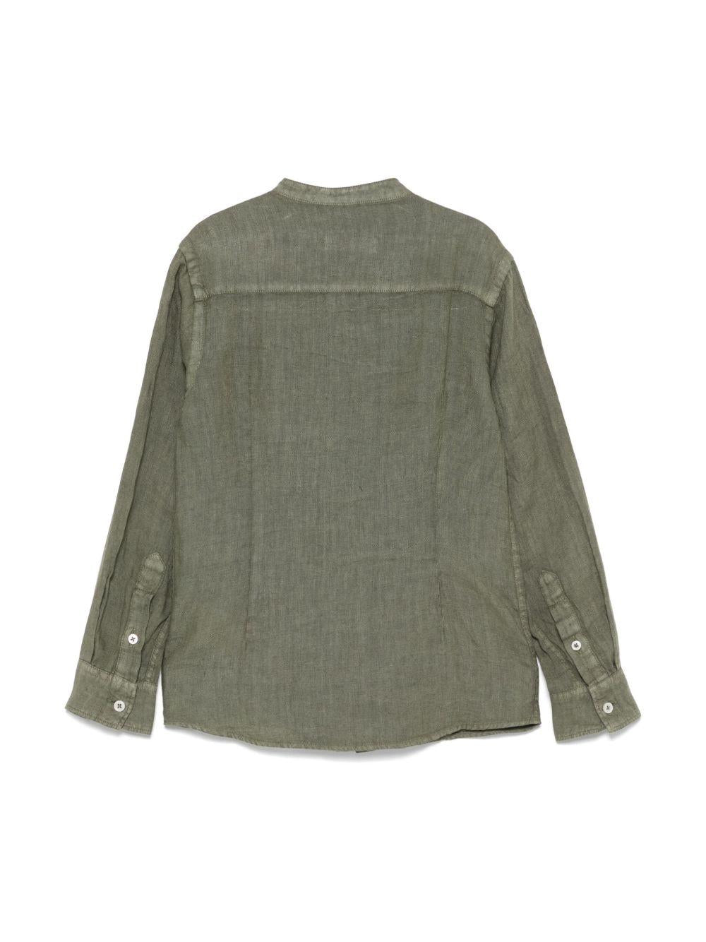 Camicia in lino per bambino Paolo Pecora Kids verde con logo ricamato - Rubino Kids