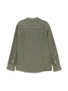 Camicia in lino per bambino Paolo Pecora Kids verde con logo ricamato - Rubino Kids