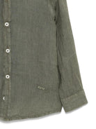 Camicia in lino per bambino Paolo Pecora Kids verde con logo ricamato - Rubino Kids