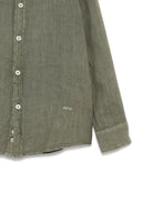 Camicia in lino per bambino Paolo Pecora Kids verde con logo ricamato - Rubino Kids