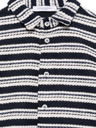 Camicia in maglia per bambino Paolo Pecora Kids blu con colletto alla cubana - Rubino Kids