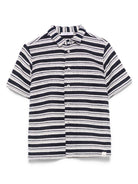 Camicia in maglia per bambino Paolo Pecora Kids blu con colletto alla cubana - Rubino Kids