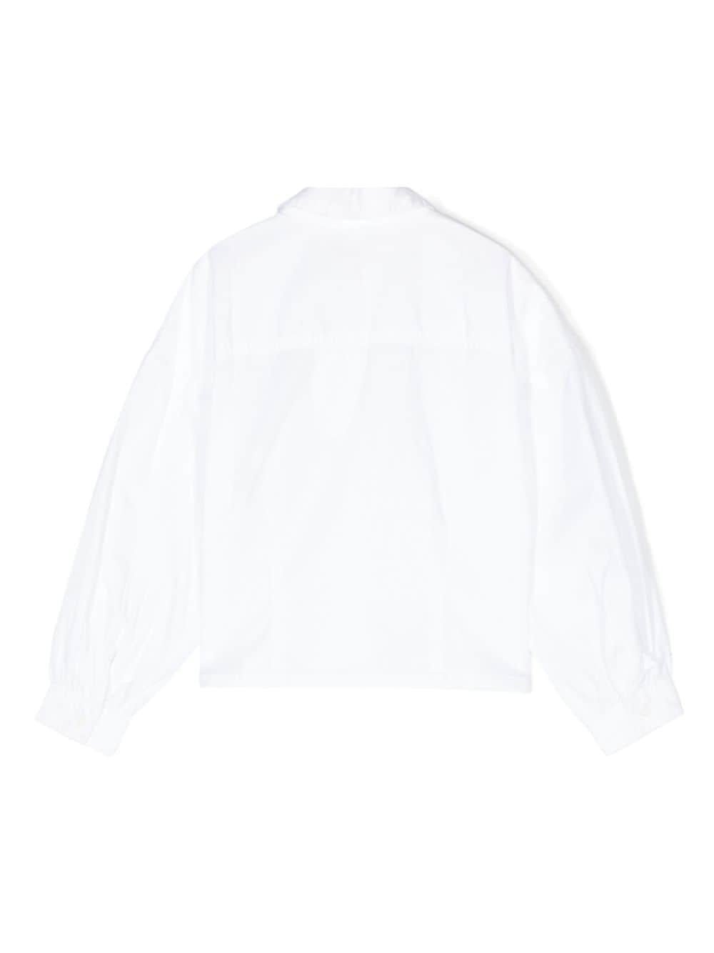 Camicia in popeline per bambina Calvin Klein Kids bianco con maniche voluminose - Rubino Kids