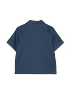 Camicia junior in cotone jacquard per bambino Fendi Kids blu con logo FF - Rubino Kids