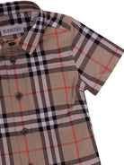 Camicia neonato Burberry Kids beige con motivo a quadri - Rubino Kids