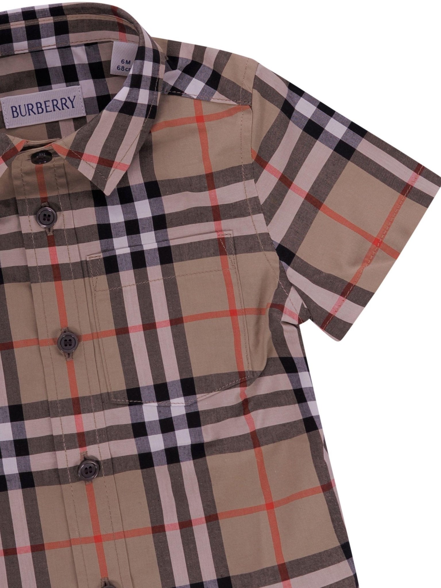 Camicia neonato Burberry Kids beige con motivo a quadri - Rubino Kids