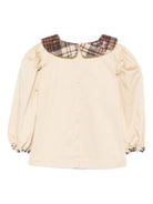 Camicia per bambina A'lapage beige con colletto con motivo a quadri - Rubino Kids