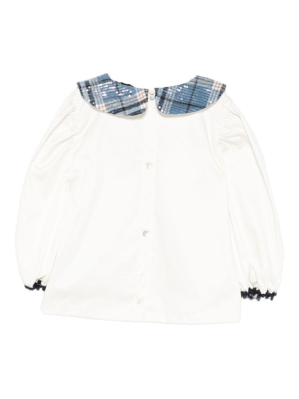 Camicia per bambina A'lapage bianca con colletto a motivo scozzese - Rubino Kids