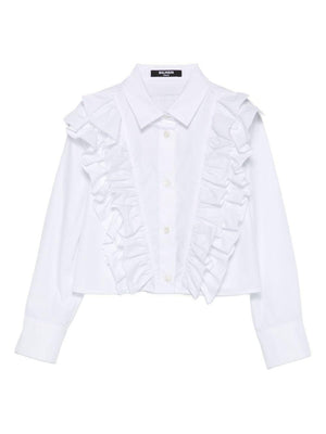 Balmain Kids white shirt for girls with classic collar