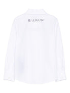 Camicia per bambina Balmain Kids bianco con decorazione con cristalli - Rubino Kids