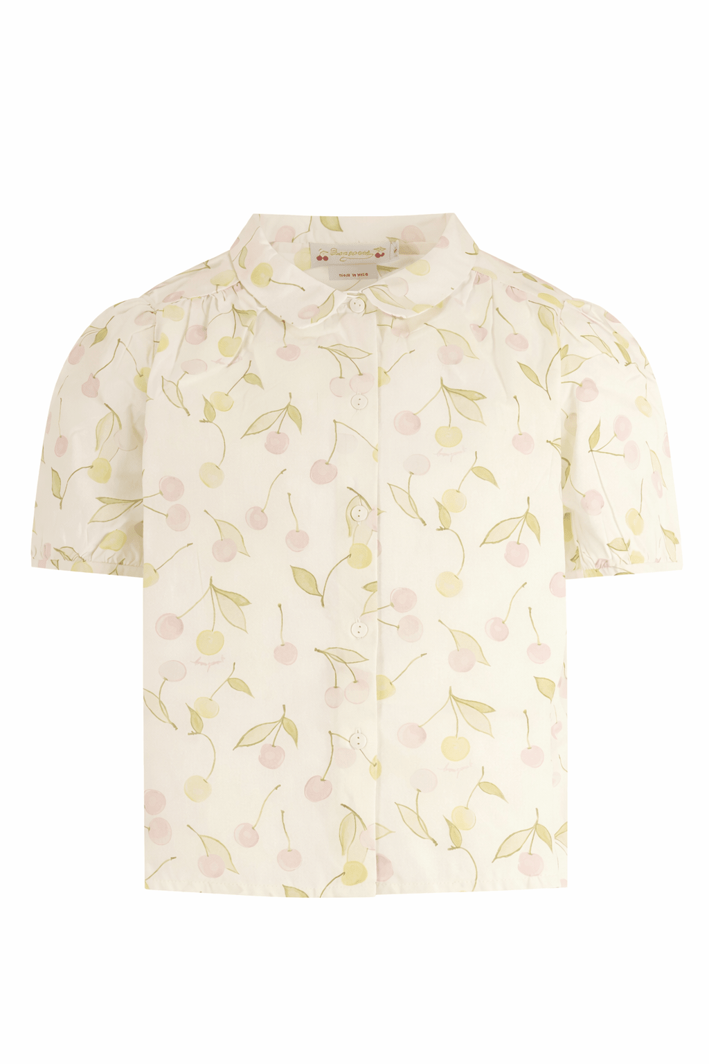 Camicia per bambina Bonpoint bianca con stampa ciliegie all - over - Rubino Kids