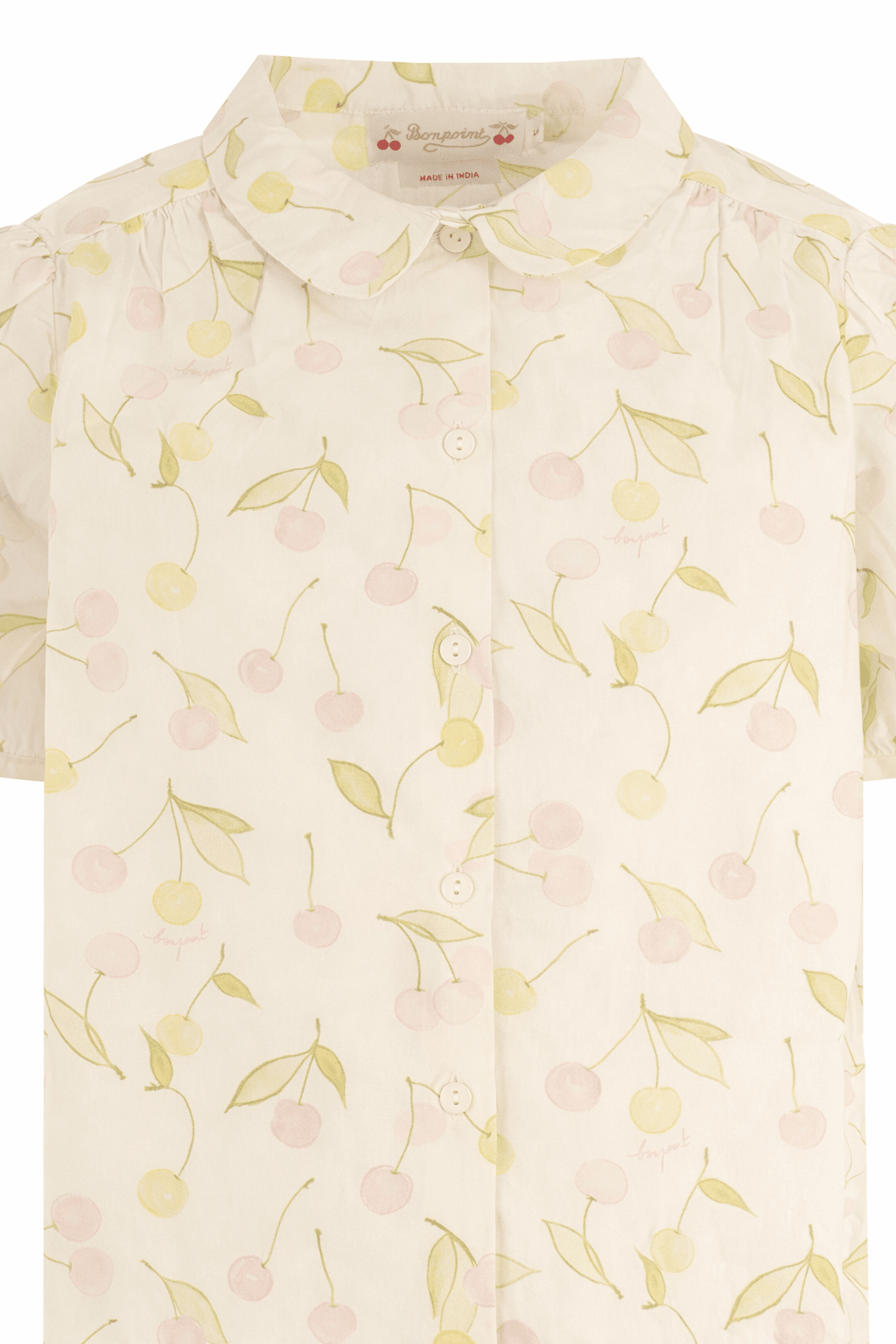 Camicia per bambina Bonpoint bianca con stampa ciliegie all - over - Rubino Kids