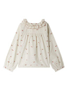 Camicia per bambina Bonpoint Jaffa bianco con ricamo ciliegie - Rubino Kids