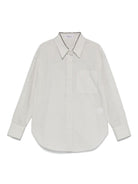 Camicia per bambina Brunello Cucinelli Kids a righe bianco e grigio - Rubino Kids