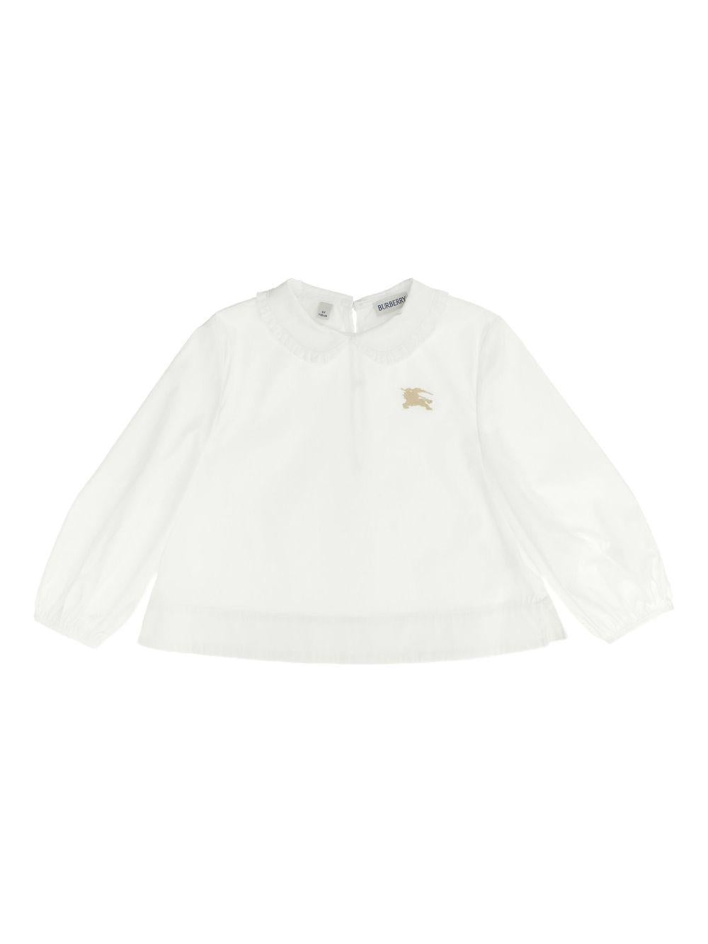 Camicia per bambina Burberry Kids bianco con motivo cavaliere - Rubino Kids