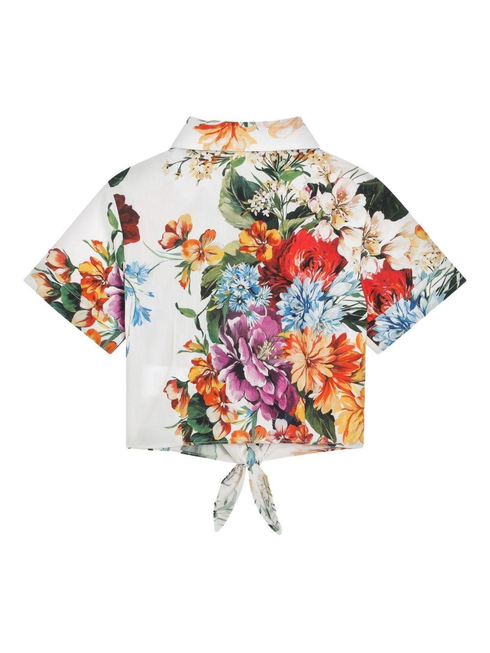 Camicia per bambina Dolce & Gabbana Kids bianco in cotone a fiori - Rubino Kids