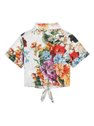 Camicia per bambina Dolce & Gabbana Kids bianco in cotone a fiori - Rubino Kids