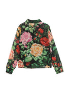 Camicia per bambina Dolce & Gabbana Kids nero con stampa a fiori - Rubino Kids