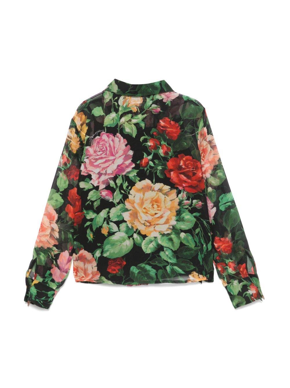 Camicia per bambina Dolce & Gabbana Kids nero con stampa a fiori - Rubino Kids
