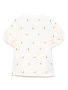 Camicia per bambina Donsje Ezrah beige con ricamo all - over - Rubino Kids
