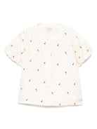Camicia per bambina Donsje Ezrah beige con ricamo all - over - Rubino Kids