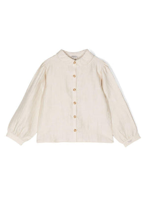 Donsje Ister beige girls' shirt with bib collar