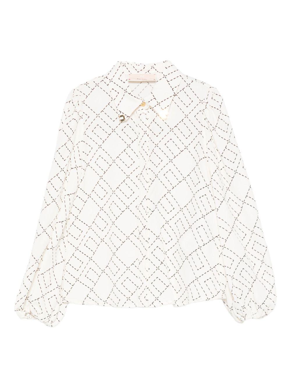 Camicia per bambina Elisabetta Franchi La Mia Bambina bianca con stampa geometrica - Rubino Kids