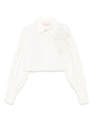 Camicia per bambina Elisabetta Franchi La Mia Bambina bianco con applicazione in pizzo