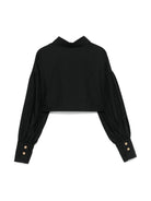 Camicia per bambina Elisabetta Franchi La Mia Bambina nero con applicazione in pizzo - Rubino Kids