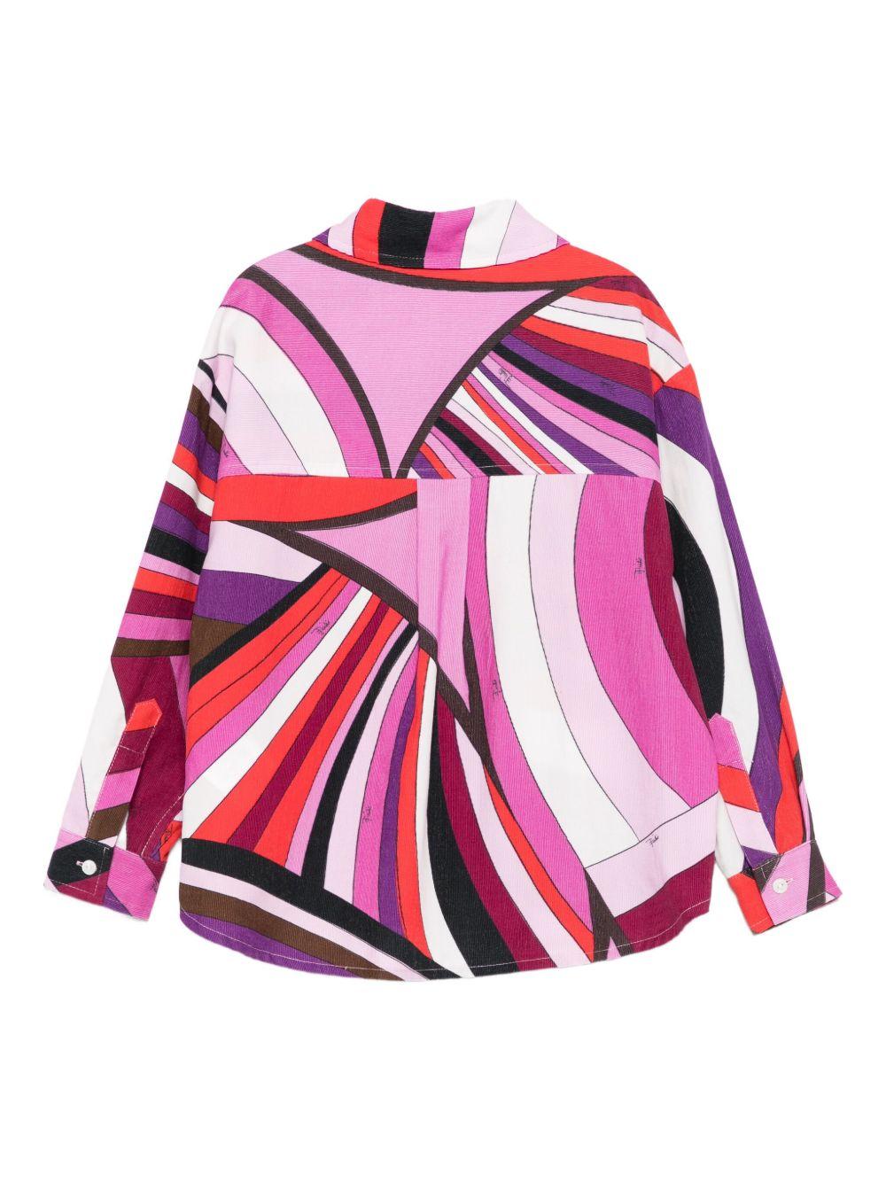 Camicia per bambina Emilio Pucci Junior rosa con stampa geometrica - Rubino Kids