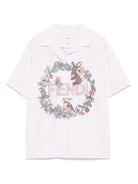 Camicia per bambina Fendi Kids rosa con stampa grafica sul davanti - Rubino Kids