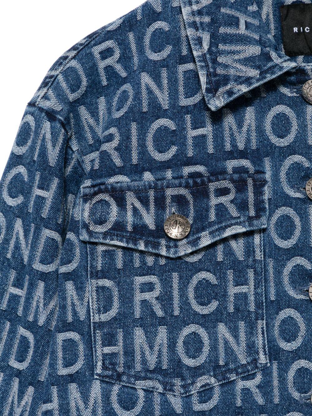 Camicia per bambina John Richmond Junior in denim con logo jacquard - Rubino Kids