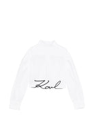 Camicia per bambina Karl Lagerfeld Kids bianca con tasca sul petto - Rubino Kids