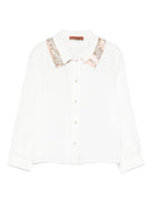Camicia per bambina Missoni Kids bianco con colletto decorato con paillettes - Rubino Kids