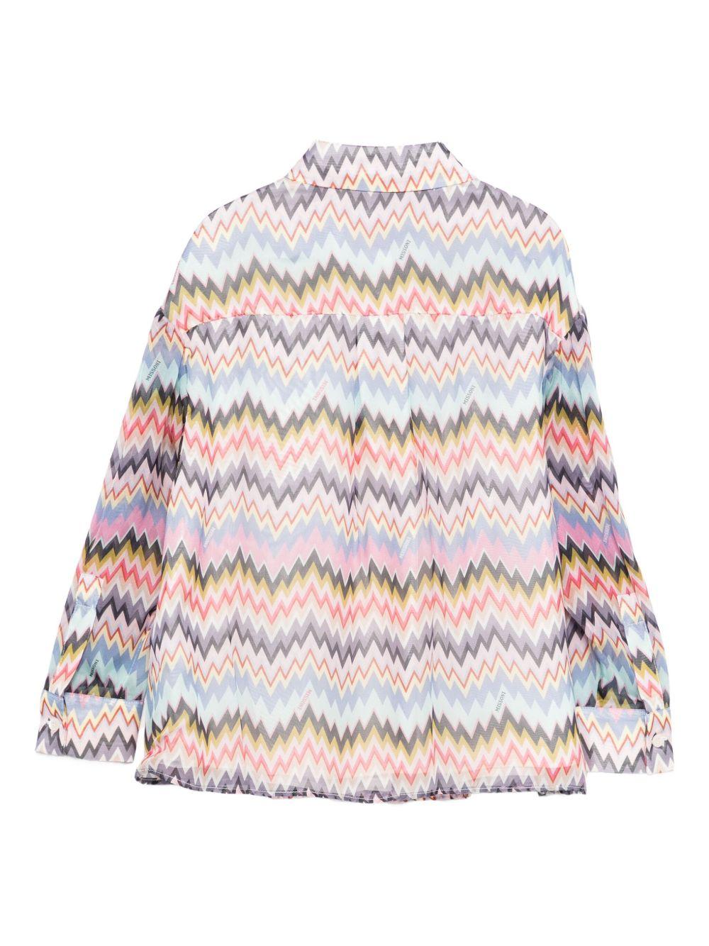 Camicia per bambina Missoni Kids multicolore con stampa a zigzag - Rubino Kids