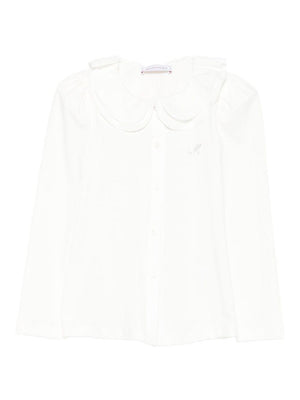 Monnalisa white shirt for girls with ruffled collar