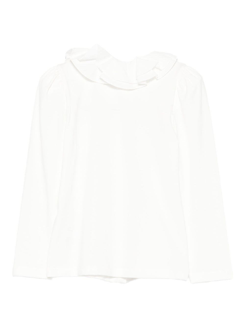 Camicia per bambina Monnalisa bianca con colletto arricciato - Rubino Kids