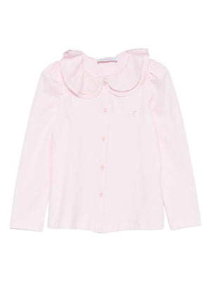 Monnalisa pink shirt for girls with ruffled collar