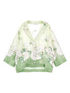 Camicia per bambina Monnalisa verde a pois con stampa a fiori - Rubino Kids