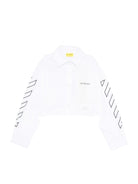 Camicia per bambina Off - White Kids bianco modello crop - Rubino Kids