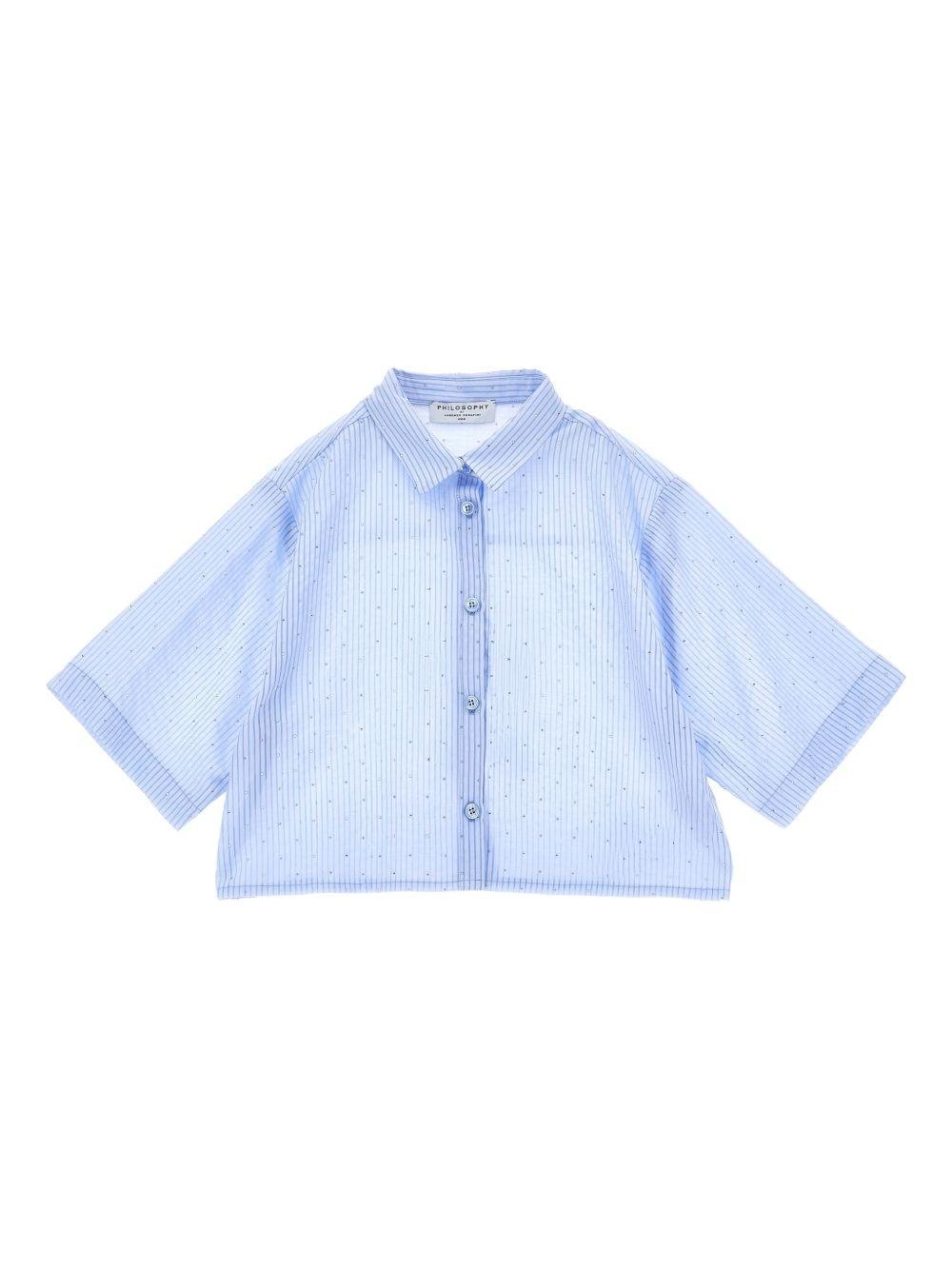 Camicia per bambina Philosophy di Lorenzo Serafini Kids azzurra con design a righe - Rubino Kids