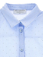 Camicia per bambina Philosophy di Lorenzo Serafini Kids azzurra con design a righe - Rubino Kids