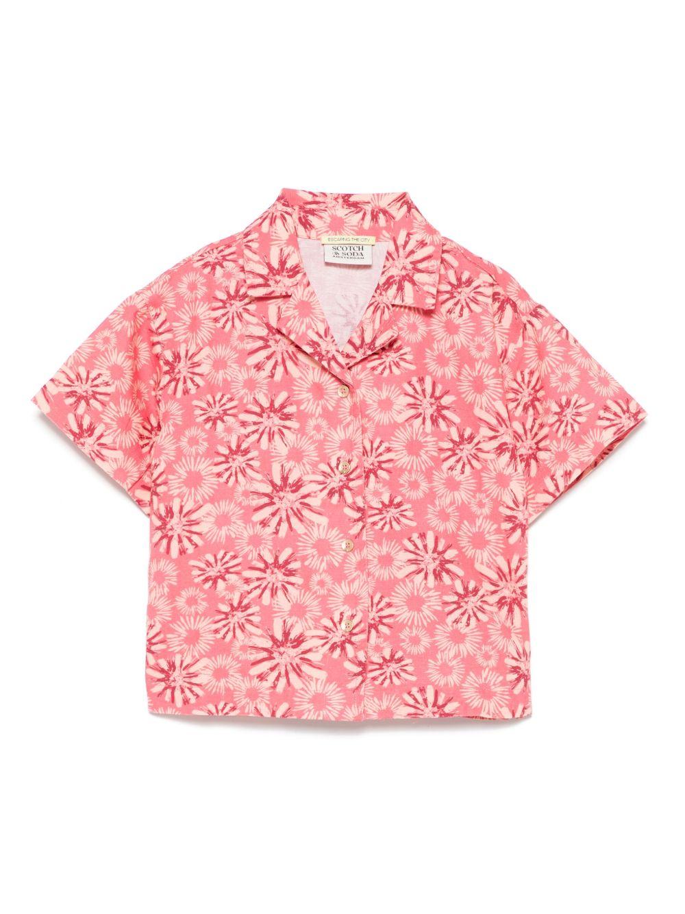 Camicia per bambina Scotch & Soda Kids rosa con stampa floreale - Rubino Kids