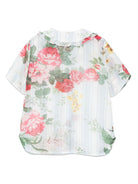 Camicia per bambina Vivetta azzurro in misto cotone e seta con stampa floreale all - over - Rubino Kids