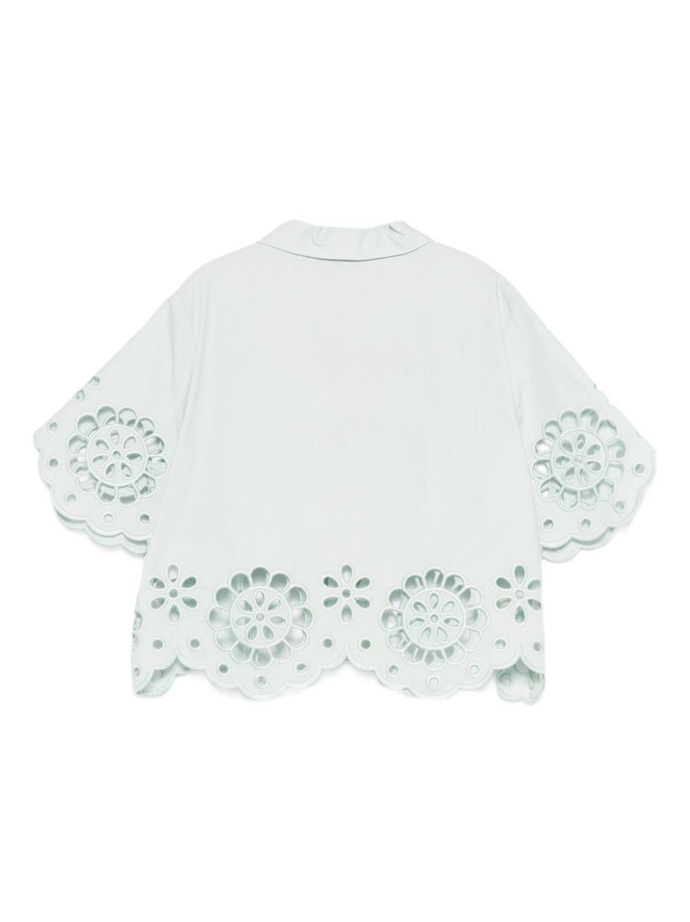 Camicia per bambina Zimmermann Kids verde con dettagli traforati - Rubino Kids