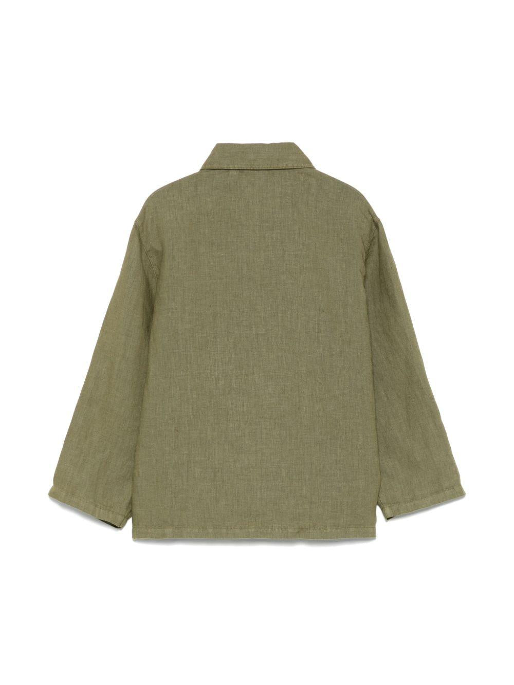 Camicia per bambino Aspesi Kids verde in lino con tasca laterale applicata - Rubino Kids