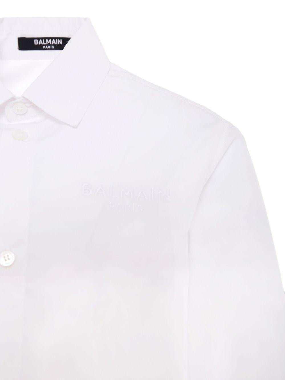 Camicia per bambino Balmain Kids bianca con logo ricamato - Rubino Kids