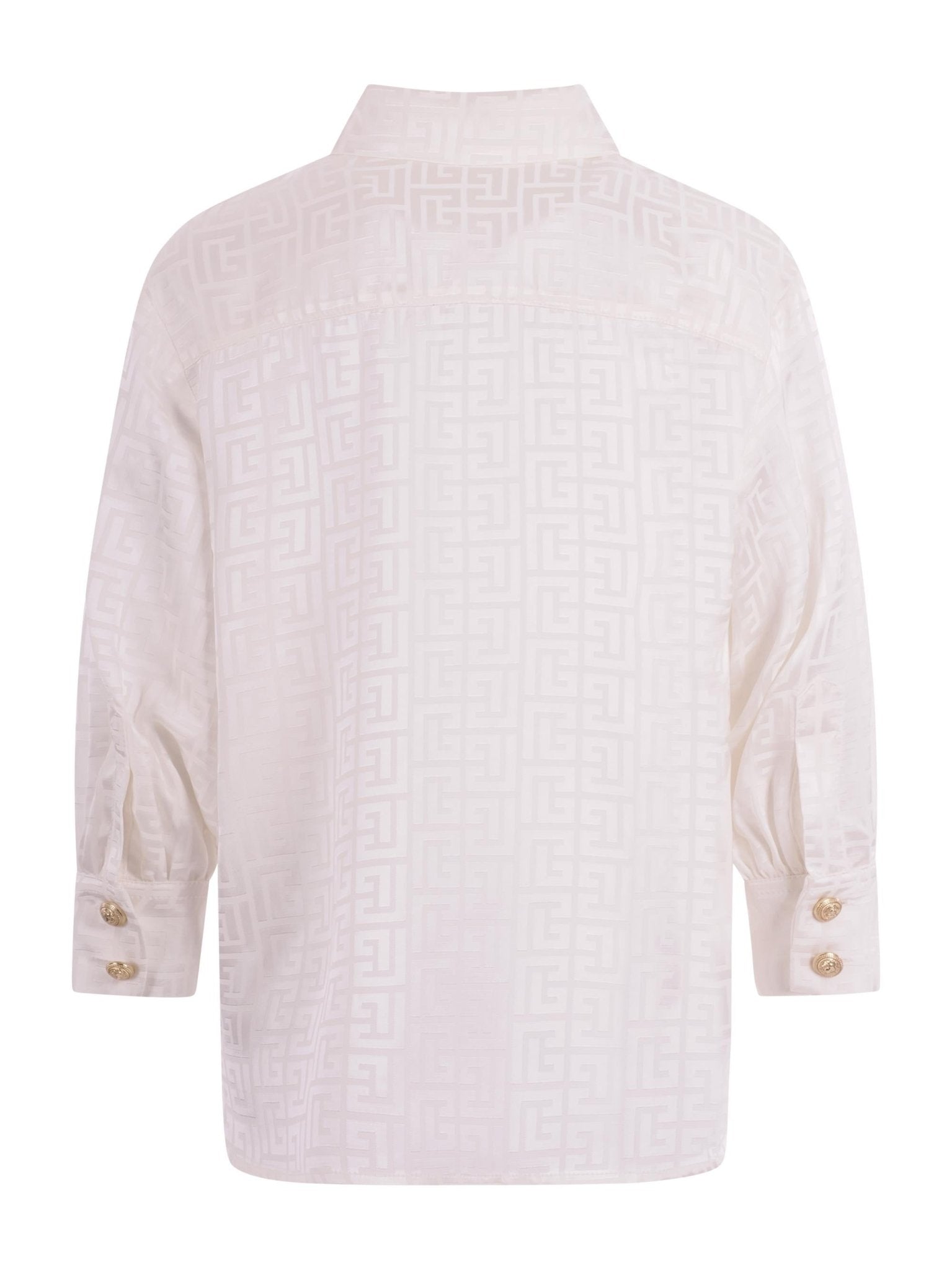 Camicia per bambino Balmain Kids bianca con stampa monogramma all - over - Rubino Kids