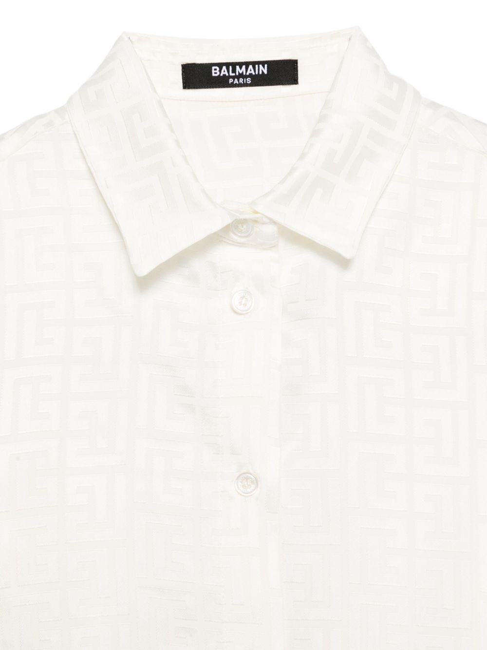 Camicia per bambino Balmain Kids bianco con stampa geometrica - Rubino Kids