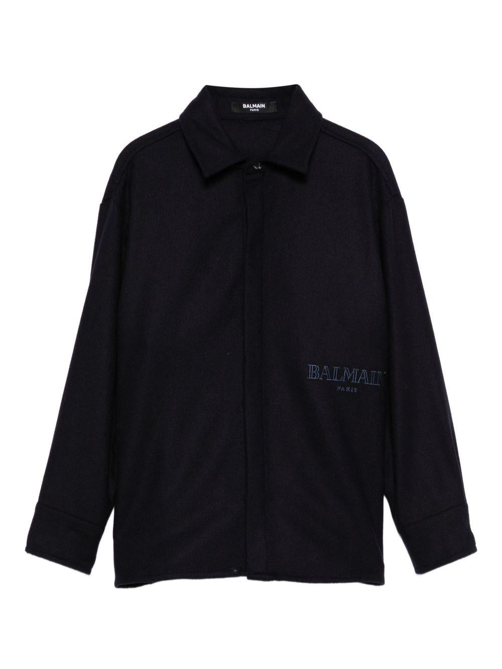 Camicia per bambino Balmain Kids blu con logo ricamato - Rubino Kids